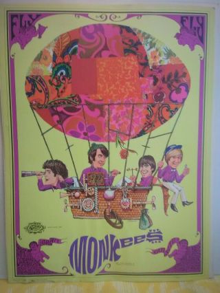 1967 Sparta Graphics Poster Monkees,  Art By J.  Michaelson Rare Music Pop Radio