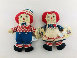 Raggedy Ann & Andy Bean Bag Dolls Classic Look 7 1/2 " H Applause W/ Tags