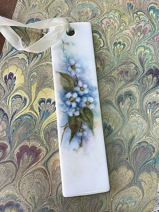 Antique Lovely Hand Painted Floral Signed Ceramic Book Mark