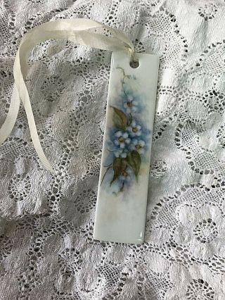 Antique Lovely Hand Painted Floral Signed Ceramic Book Mark 3