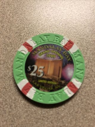 $25 Mandalay Bay Grand Opening Las Vegas Nevada Casino Chip Rare