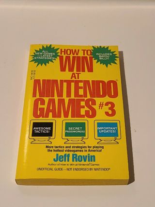 How To Win At Nintendo Games 3 Paperback Book By Jeff Rovin (rare)