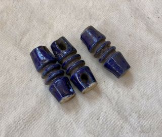 3 Vintage Blue Ceramic Electric Wire Insulators Antique Salvaged 2.  5”