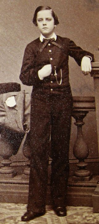 Antique Civil War Era Cdv Photo Portrait Of A Handsome Boy Wearing A Uniform Ny