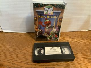 Elmos World: Happy Holidays (vhs,  2002 Rare White Clamshell Case) Sesame Street