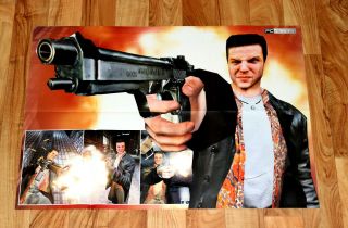Max Payne Vintage Very Rare Double Sided Poster Ps2 Xbox Gba 78x56cm