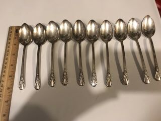 10 Antique Vintage Collectible Spoons 6 " Wm Rogers Mfg Co Silver Plate