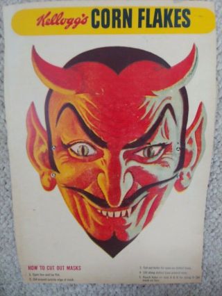 Rare HTF 4 1950 ' s Corn Flakes Cereal Box Masks Hobo,  Gorilla,  Devil etc 2