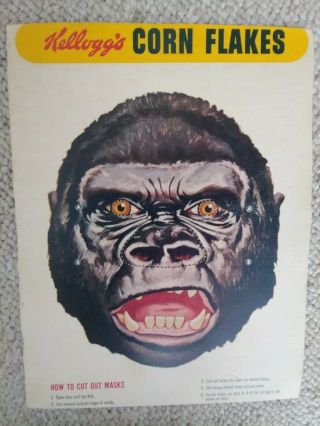 Rare HTF 4 1950 ' s Corn Flakes Cereal Box Masks Hobo,  Gorilla,  Devil etc 3