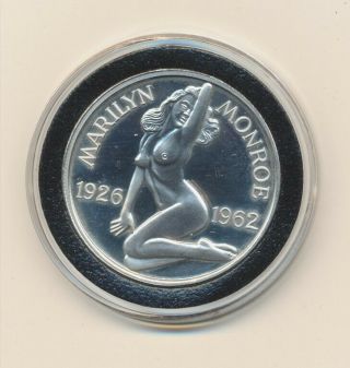 1 Oz Silver Round Marilyn Monroe Nude Proof Rare Art Bar With Engravable Reverse