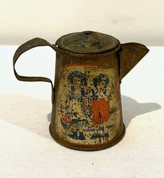 Antique Tin Lithograph Toy Coffee Pot With Lid