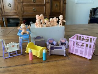 Vintage Mattel Arco Miniature Nursery Baby Dolls Hard Plastic 1990 