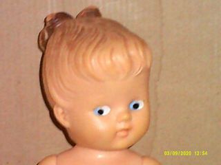 Vintage 10 1/2 In.  Soft Vinyl Jointed Unmarked Girl Doll