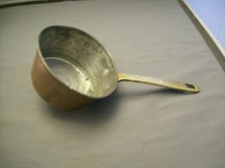 Antique Tin Lined Solid Copper Pan With Brass Handle