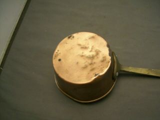 Antique Tin Lined Solid Copper Pan With Brass Handle 3