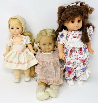 3 Vintage Vinyl Dolls With Rooted Hair