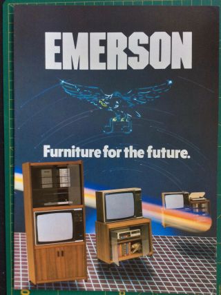 Emerson Tv Audio Cabinet Brochure Rare Vintage Electronics Advertising Hi - Fi 80s