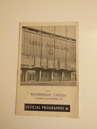 Leeds Utd V Rotherham League 2 Rare Item,  September 1961 Vg.  16 Pages.