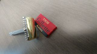 Vintage Gillette Senator Open Comb Razor Tto De 30s 40s Rare Blades