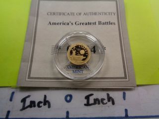 Battle Of Midway Wwii Greatest Battles.  5 Gram.  585 Gold Coin Proof Rare D - 7