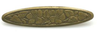 Antique Vintage Gold Tone Flower Floral Blosson Flowing Oval Bar Brooch Pin