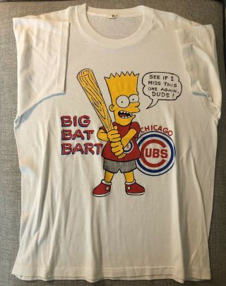 Rare Vintage Chicago Cubs Mlb Big Bat Bart Simpson The Simpsons T - Shirt Xl