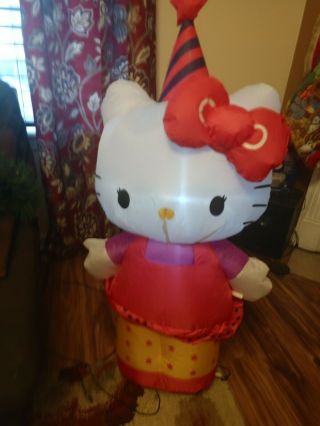 Hello Kitty Birthday Airblown Inflatable 3ft Tall Light Up Indoor - Outdoor Rare