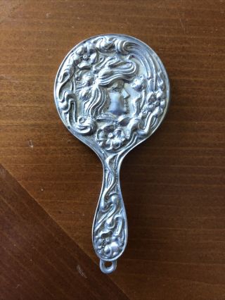 Vintage Antique Art Nouveau Floral Ornate Hand Mirror