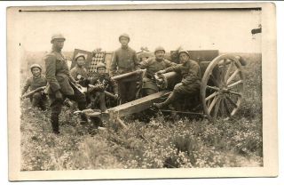 Ww1,  French Soldiers With Their Canon Of 75.  Rare Unposted Postcard.