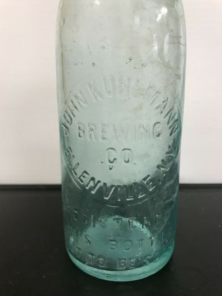 Antique John Kuhlmann Brewing Bottle,  Ellenville,  Ny,  Blown In Mold Beer,  Glass