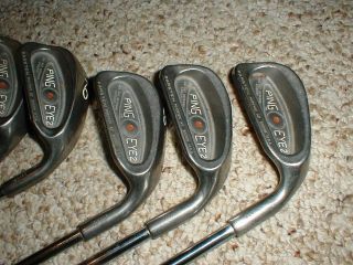RARE Partial Set of PING Eye - 2 Red Dot Golf Club Irons RH 5 - 7 - 8 - 9 - PW - SW Steel 3