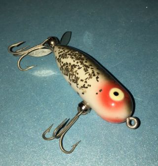 Vintage Heddon Tiny Torpedo Fishing Lure Great Silver Flash Color Scale