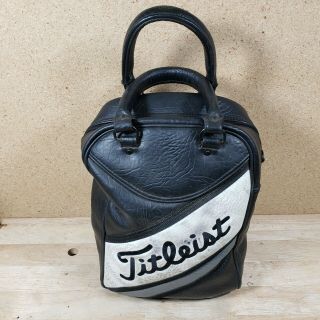 Titleist Black & White Leather Shag Bag Vintage Golf Ball Bag Shoes Rare
