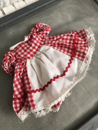 Vintage 1950s Baby Doll Dress Red & White Checked W/ Apron Metal Snaps Gingham