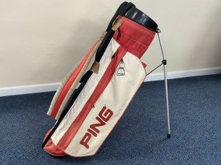 Rare Classic Ping Golf Red & Off White Stand Bag Lightweight Karsten 4 - Way