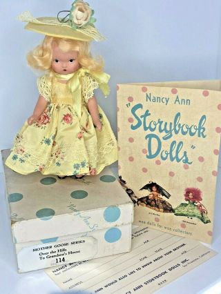 Vintage 1948 - 1950 Nancy Ann Storybook Doll " Over The Hills " 114 Hard Plastic