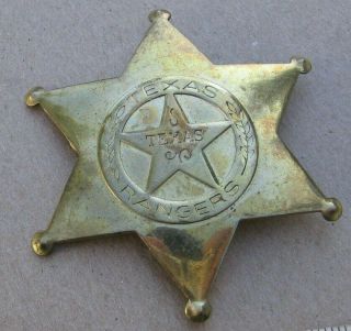 Antique Texas Rangers Lone Ranger Style Toy Gold Tone Metal Hat Coat Pin Badge