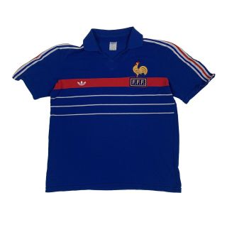 Rare Vintage Adidas France Fff Rooster Patch Polo Jersey Shirt 80s Futbol Soccer