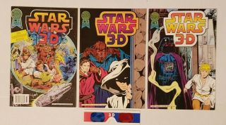 Rare Star Wars In 3 - D 1 - 3 First Prints & Glasses 1987 Blackthorne $100 Value