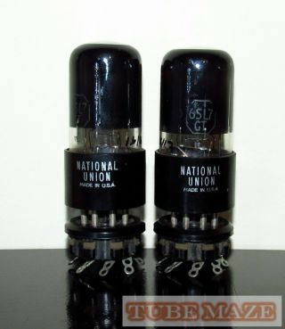 Rare Matched Pair National Union 6sl7/ecc35 Black Glass Tubes - Test Nos