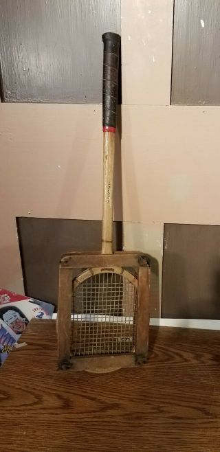 Vintage Antique William Bancroft Wood Badminton Racket With Antique Frame