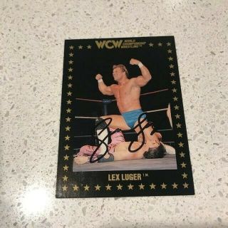 Lex Luger Signed Autographed Rare 1991 Wcw Card A