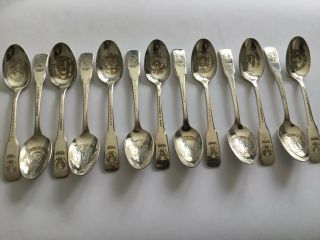 13 Collectable Souvenir Bicentennial Spoons 1776 - 1976 Us States
