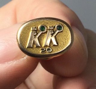 Rare Vintage Krispy Kreme 10k Y.  Gold 20 Year Service Award Tie Tack Lapel Pin