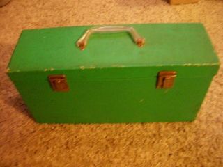 Vintage Platter Pak 45 Rpm Record Case - Rare Double Wide - Green - Very Good Cond.