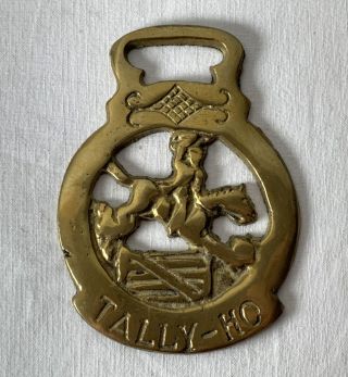 Vintage Tally Ho Horse Brass 95g,  9 X 6.  75cm Approx Size