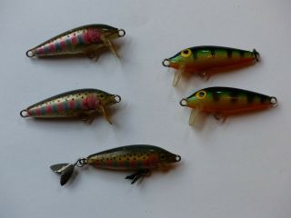 Group Of 5 Vintage Colorful Plastic Fish Lure Bodies 1 3/4 " Long Fishing Crafts