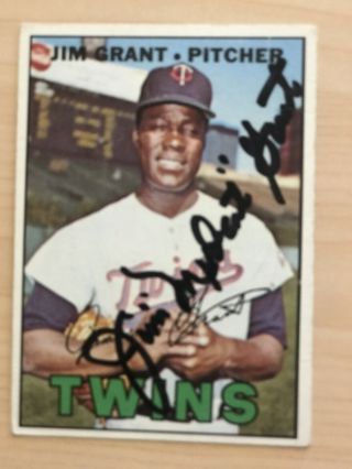 Jim Mudcat Grant Autographed Signed 1967 Topps Baseball Card 545 Twins Hi Rare