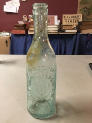 Antique Eatontown,  Nj,  Macdonald & Co.  Green Glass Bottle,  9 1/4” Tall