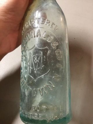 Antique EATONTOWN,  NJ,  MacDonald & Co.  Green Glass Bottle,  9 1/4” Tall 3